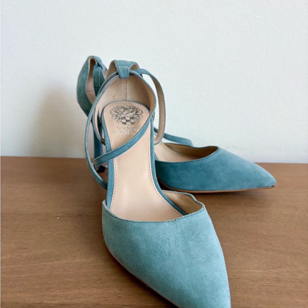 Vince Camuto Teal Suede Heels